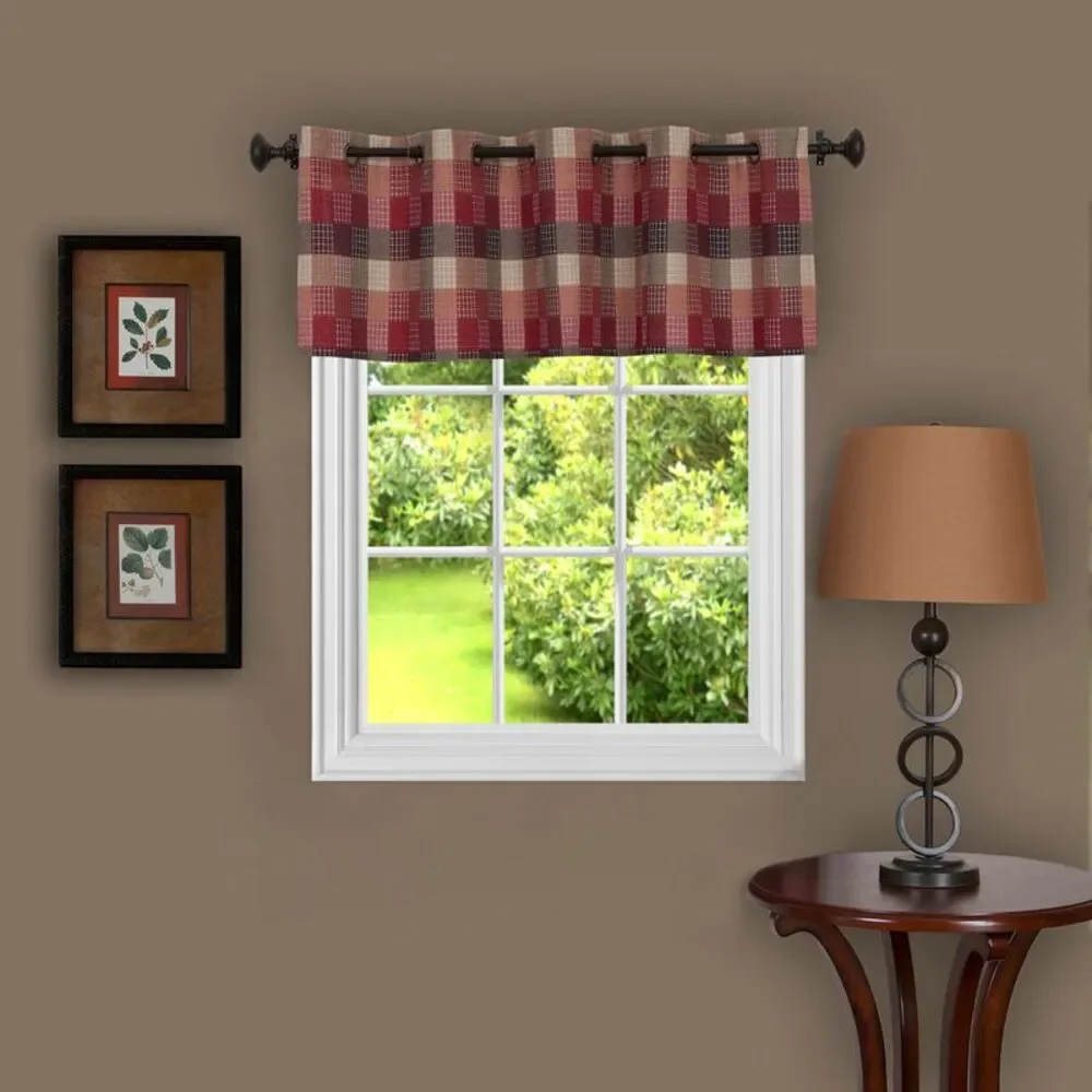 Geometric Plaid Window Kitchen Curtain Drape Privacy-Sheer Grommet Panels: 57